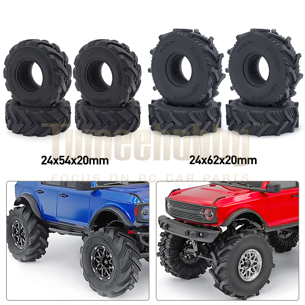 Tumee Hobby 4pcs/Set Rubber 1.0" Rubber Tyres TRX4M Bronco Defender 1/18