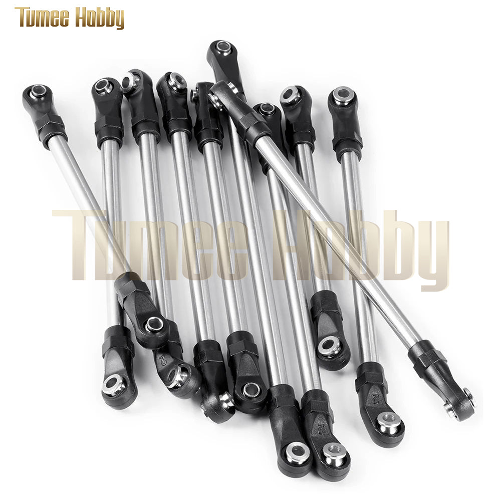 Tumee Hobby 10Pcs/Set Stainless Steel Linkage Link Rod w/ Plastic Ball Ends for Axial SCX10 II AXI90075 UMG10 1/10 RC Car Parts