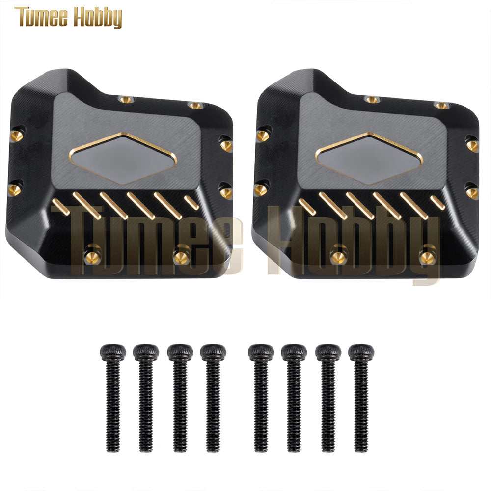 Tumee Hobby 2Pcs Portal Axle Diff Cover Black Coating Brass Counterweight for TRX-4 TRX-6 1/10 RC Crawler Car Upgrade Spare Parts