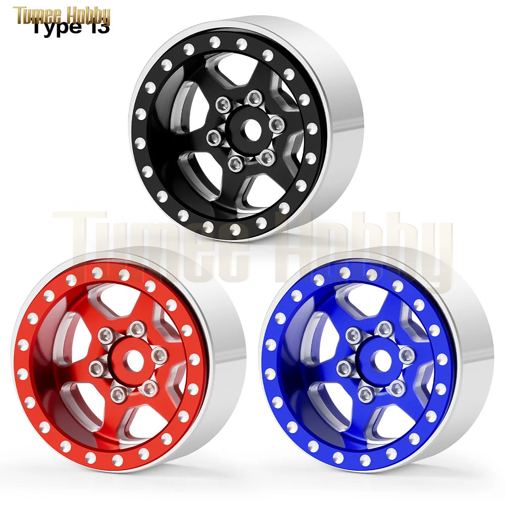 Tumee Hobby 4Pcs 1.0 inch Micro Beadlock Aluminum Alloy Wheel Rims Hubs for Axial SCX24 1/24 RC Crawler Car Upgrade Parts