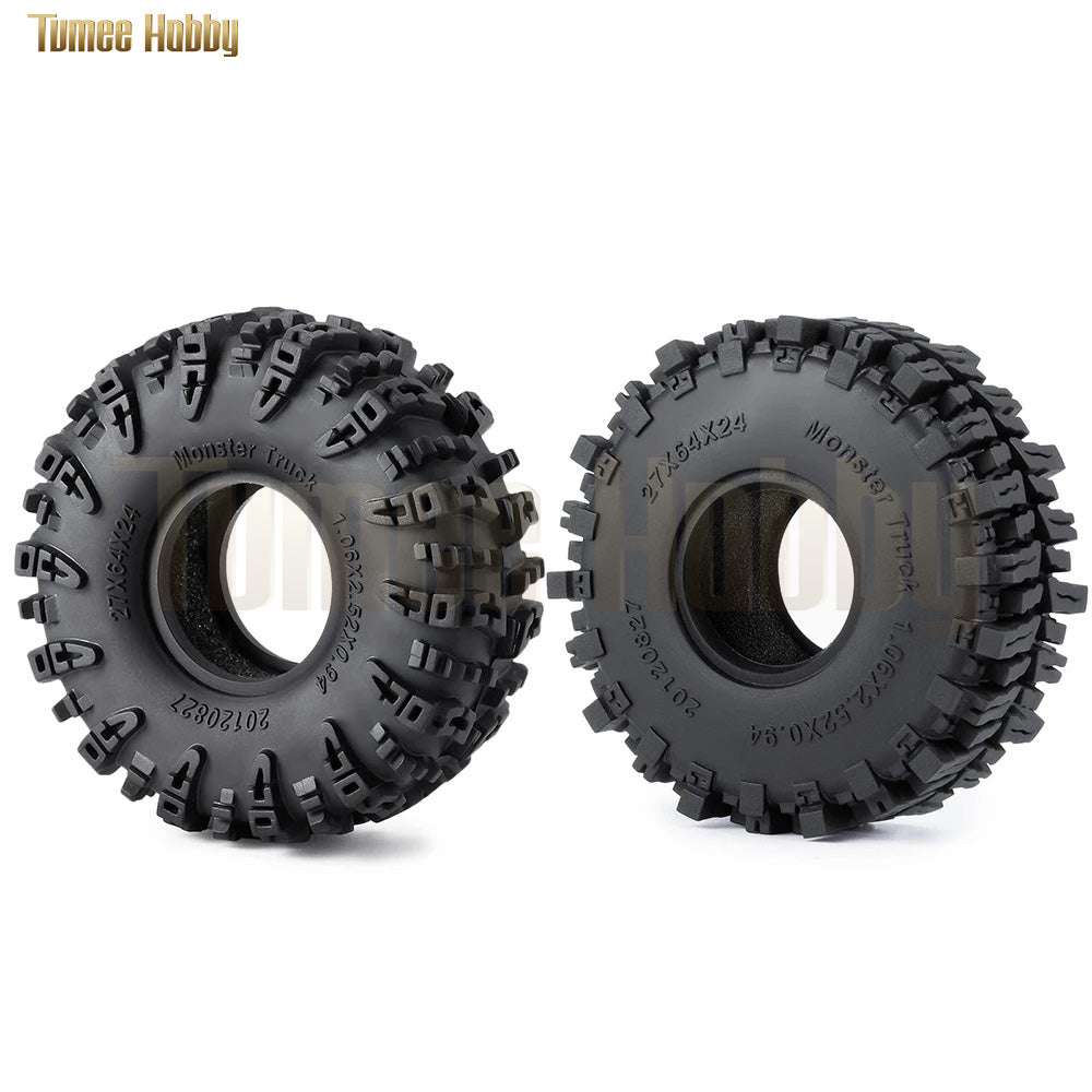 Tumee Hobby 4Pcs 64*24mm 64*27mm Swamper Mud Terrain Rubber Wheel Tires for Axial SCX24 1/24 TRX-4M 1/18 RC Crawler Car Parts