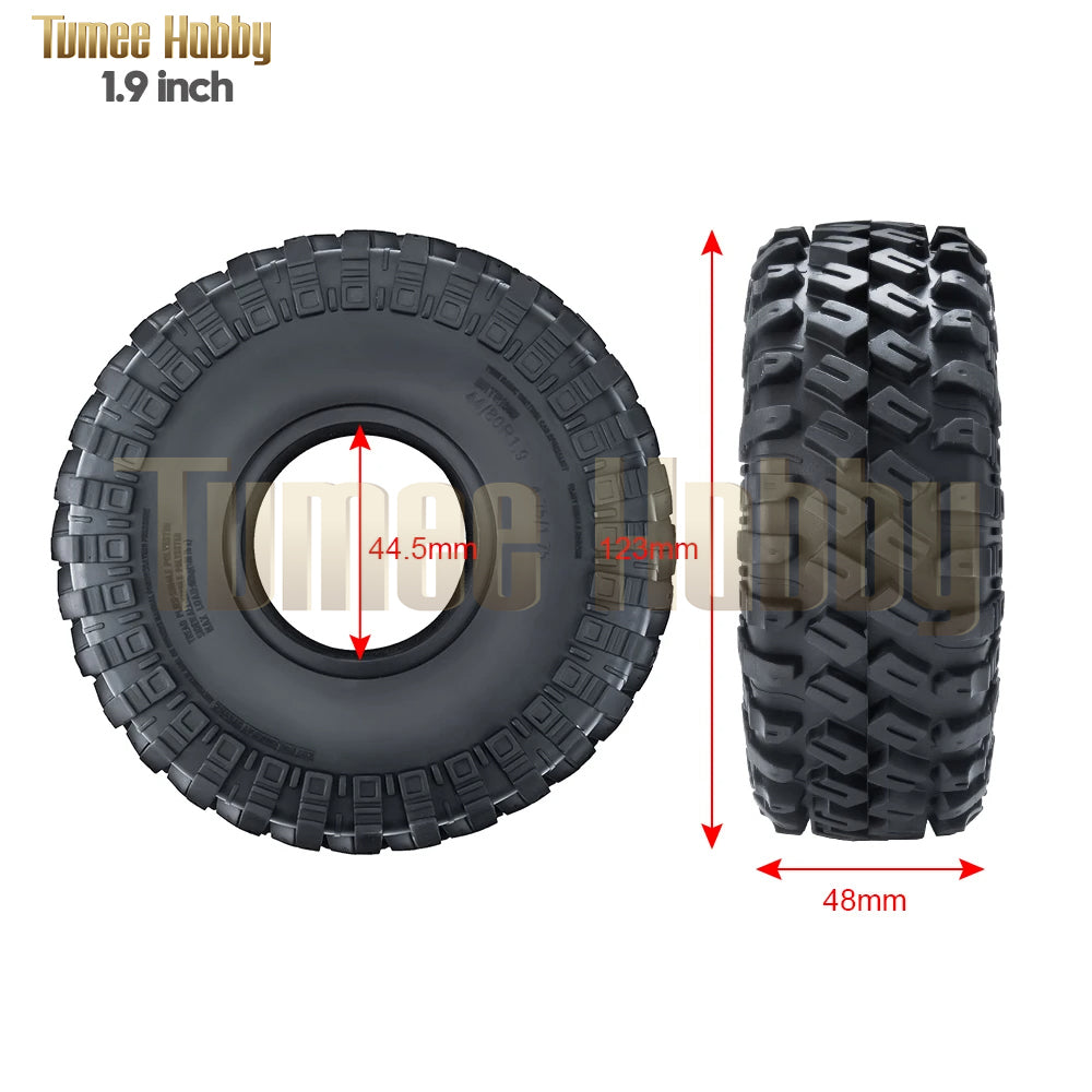 Tumee Hobby 1.9 Beadlock Rubber Tyre Wheel Tires 123mm for Axial SCX10 Wraith TRX-4 1/10 RC Crawler Car Model Spare Parts