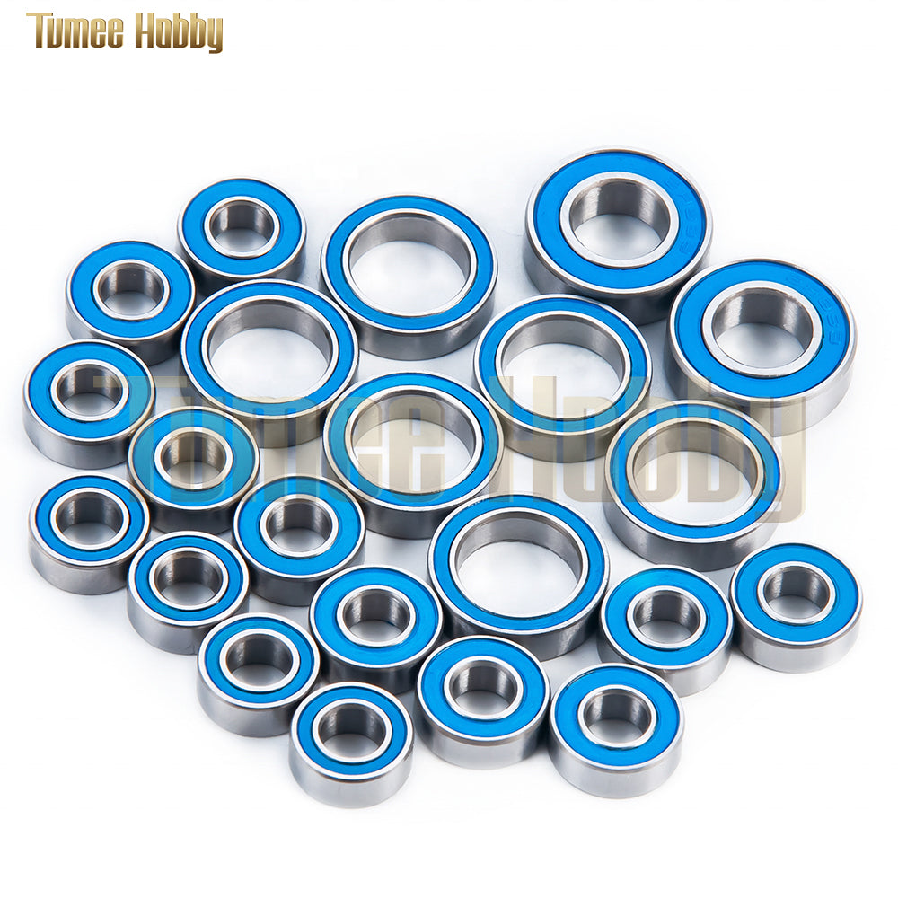 Tumee Hobby 22PCS Axial SCX10 Complete Rubber Sealed Bearing Kit for All Original 1/10 Axial SCX-10's (Black Axles) Blue Bearing