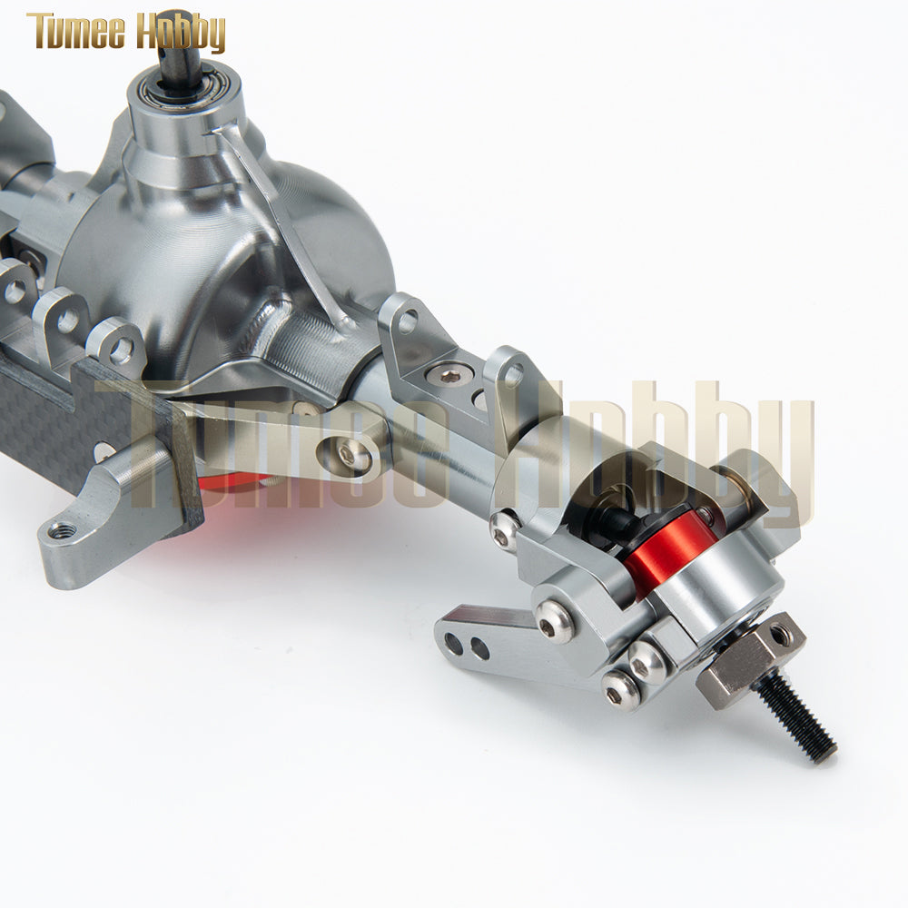 Tumee Hobby RC Car CNC Metal Front Axle with Steel Axle Gear for 1/10 RC Crawler Axial SCX10 TFL Titanium Axle Upgrade Parts