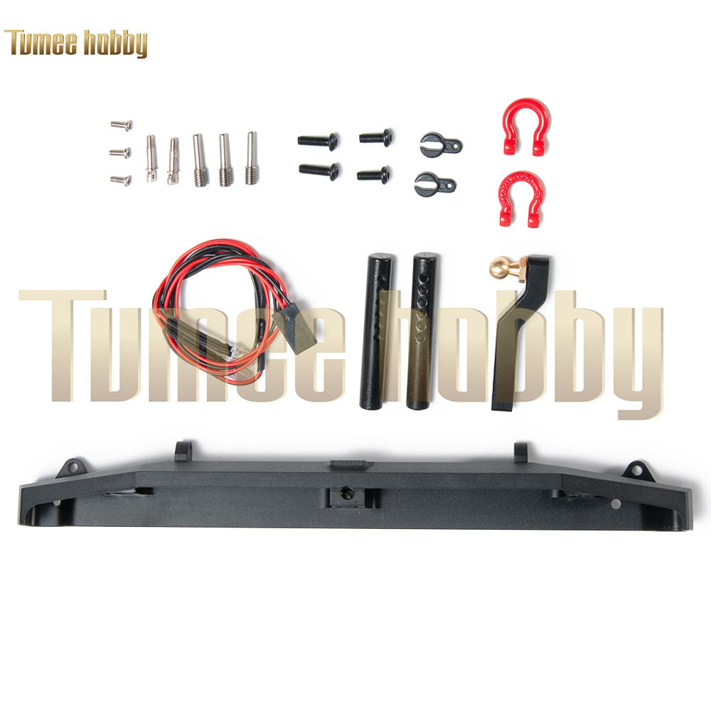 Tumee Hobby 1Set Metal Front Rear Bumper with LED Lights Trailer Hook 1/10 TRX4